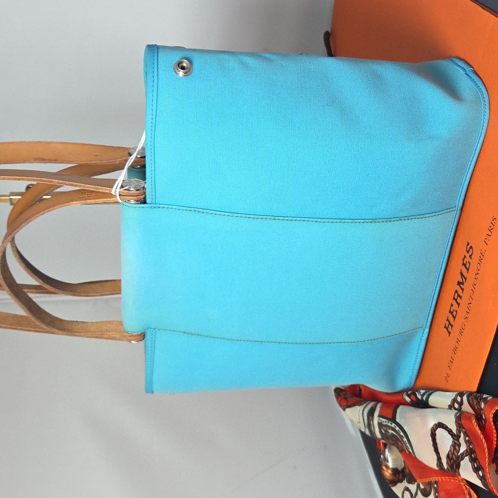 Hermès 2012 Cabas Élan PM Collectable Ltd Production two-tone Color blue/green - Picture 8 of 17